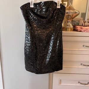 A.L.C. Strapless Black Sequin Dress